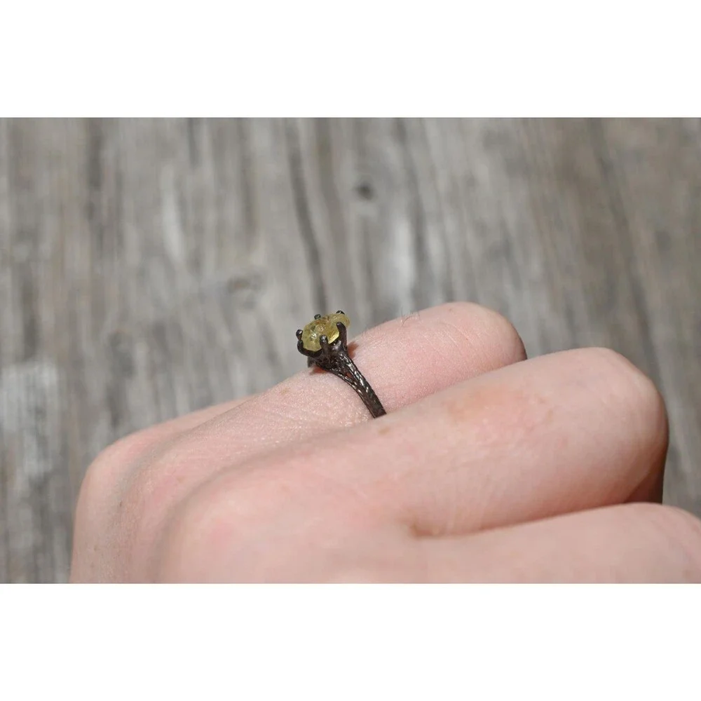 Yellow Montana Sapphire Ring: Handmade Sterling Silver Solitaire